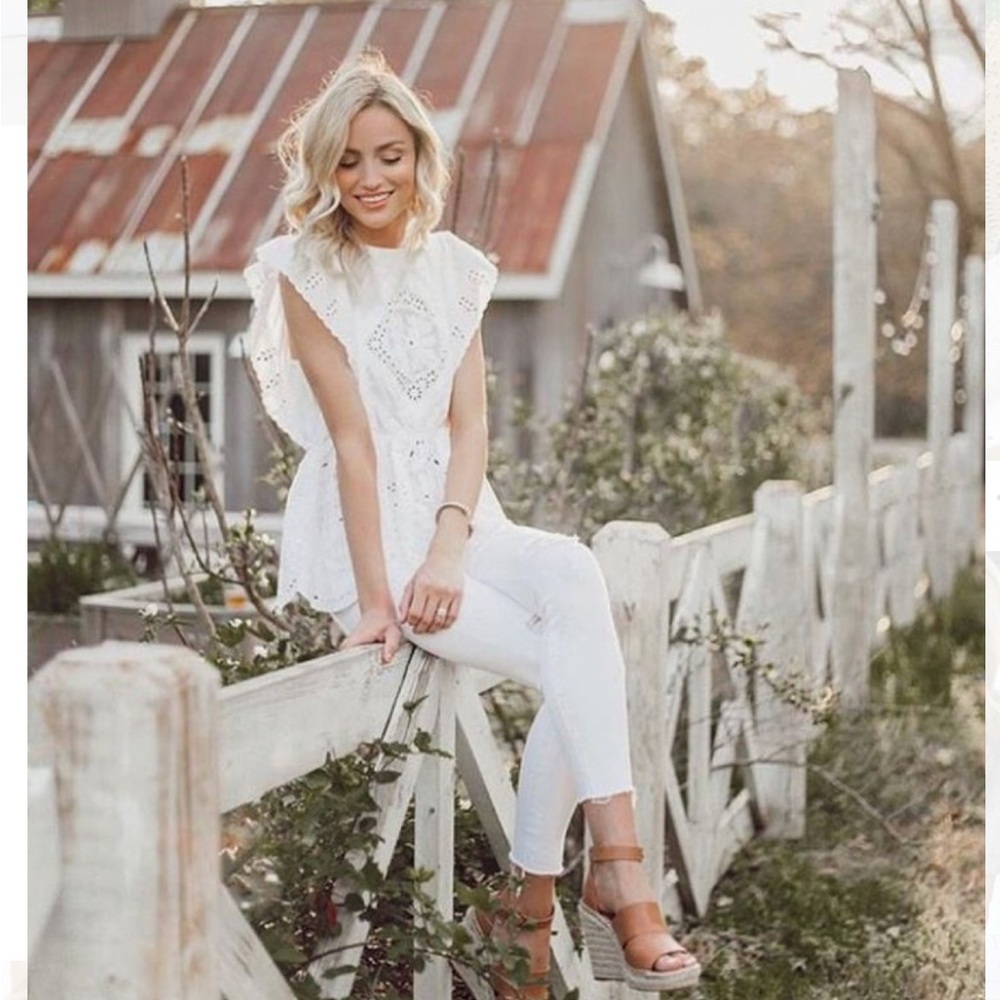 Anthropologie White Eyelet Lace Top